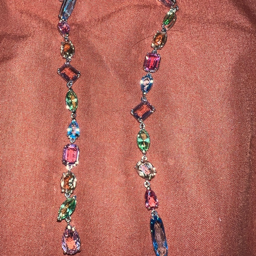 Swarovski asymmetric drop earrings
